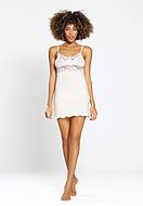 Romantic chemise, thin shoulder straps, lace inlays, flowers